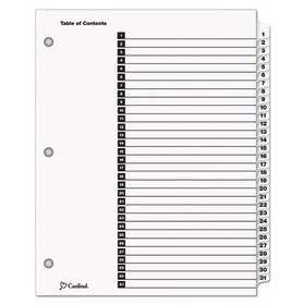 CARDINAL BRANDS INC. CRD60113 Traditional Onestep Index System, 31-Tab, 1-31, Letter, White, 31/set