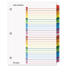Cardinal CRD60118 Traditional Onestep Index System, 31-Tab, 1-31, Letter, Multicolor, 31/set