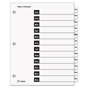 Cardinal CRD60313 Traditional Onestep Index System, 12-Tab, Months, Letter, White, 12/set