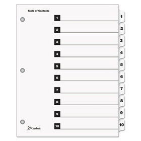 CARDINAL BRANDS INC. CRD61013 Traditional Onestep Index System, 10-Tab, 1-10, Letter, White, 10/set