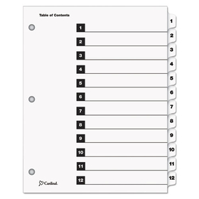 Cardinal CRD61213 Traditional Onestep Index System, 12-Tab, 1-12, Letter, White, 12/set