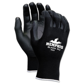 MCR Safety CRW9669L Economy PU Coated Work Gloves, Black, Large, Dozen