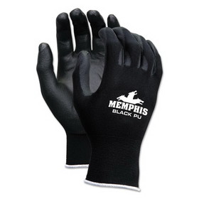MCR Safety CRW9669S Economy PU Coated Work Gloves, Black, Small, Dozen