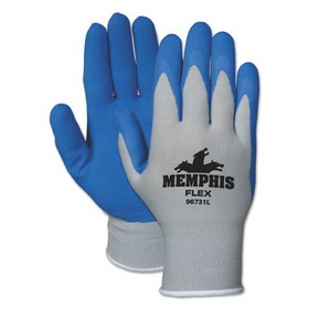 MCR Safety CRW96731LDZ Memphis Flex Seamless Nylon Knit Gloves, Large, Blue/Gray, Dozen