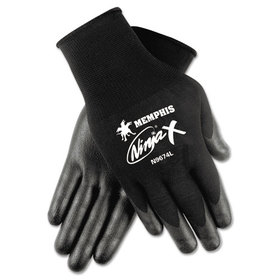 Memphis CRWN9674L Ninja X Bi-Polymer Coated Gloves, Large, Black, Pair