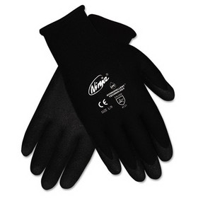 MCR Safety CRWN9699LPK Ninja HPT PVC Coated Nylon Gloves, Large, Black, 12/Pack