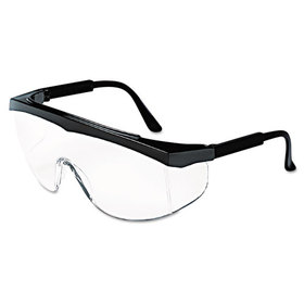 Crews CRWSS110 Stratos Safety Glasses, Black Frame, Clear Lens, 12/Box