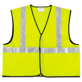 Mcr Safety CRWVCL2SLL Class 2 Safety Vest, Fluorescent Lime W/silver Stripe, Polyester, Large
