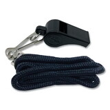 Champion Sports CSIBP601 Sports Whistle With Black Nylon Lanyard, Plastic, Black