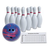 Champion Sports CSIBPSET Bowling Set, Plastic/rubber, White, 1 Ball/10 Pins/set