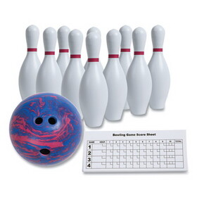 Champion Sports CSIBPSET Bowling Set, Plastic/Rubber, White, 10 Bowling Pins, 1 Bowling Ball