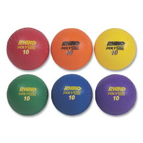 Champion Sports CSIPX10SET Rhino Playground Ball Set, 10" Diameter, Rubber, Assorted Colors, 6/Set