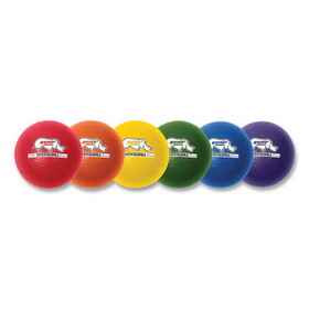 Champion Sports CSIRXD6SET Rhino Skin Dodge Ball Set, 6" Diameter, Assorted Colors, 6/Set