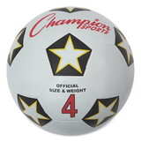 Champion Sports CSISRB4 Rubber Sports Ball, For Soccer, No. 4, White/black