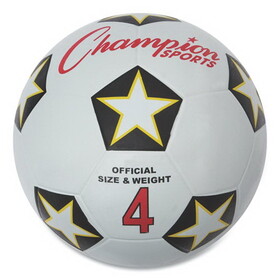 Champion Sports CSISRB4 Rubber Sports Ball, For Soccer, No. 4 Size, White/Black
