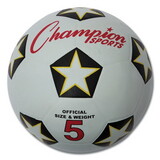 Champion Sports CSISRB5 Rubber Sports Ball, For Soccer, No. 5, White/black