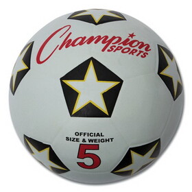 Champion Sports CSISRB5 Rubber Sports Ball, For Soccer, No. 5 Size, White/Black