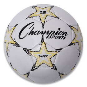 Champion Sports CSIVIPER3 Viper Soccer Ball, Size 3, 7 1/4"- 7 1/2" Dia., White