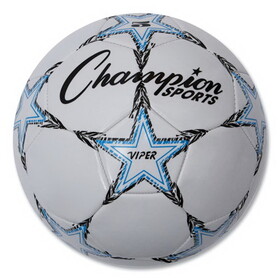 Champion Sports CSIVIPER5 Viper Soccer Ball, Size 5, 8 1/2"- 9" Dia., White
