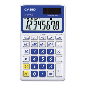 Casio SL-300VC-BE SL-300SVCBE Handheld Calculator, 8-Digit LCD, Blue