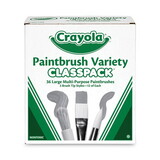 Crayola 50036 Large Variety Paint Brush Classpack, Natural Bristle/Nylon, Flat/Round, 36/Set