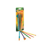 Crayola CYO053506 Arts and Craft Brush Set, Assorted Sizes, Natural Hair, Angled, Flat, Round, 5/Set