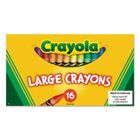 Crayola CYO520336 Large Crayons, Lift Lid Box, 16 Colors/Box