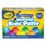 Crayola CYO541204 Washable Paint, 6 Assorted Colors, 2 oz Bottle, 6/Pack