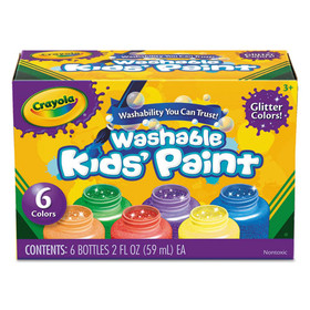 Crayola CYO542400 Washable Paint, 6 Assorted Classic Colors, 2 oz Bottle, 6/Pack