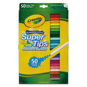 Crayola CYO585050 Washable Super Tips Markers, Fine/Broad Bullet Tips, Assorted Colors, 50/Set