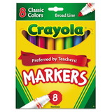 Crayola CYO587708 Non-Washable Markers, Broad Point, Classic Colors, 8/set