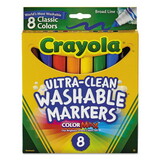 Crayola CYO587808 Washable Markers, Broad Point, Classic Colors, 8/pack