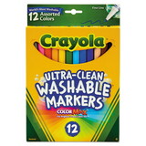Crayola CYO587813 Washable Markers, Fine Point, Classic Colors, 12/set