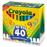 Crayola CYO587858 Ultra-Clean Washable Markers, Broad Bullet Tip, Assorted Colors, 40/Set