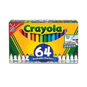Crayola CYO588180 Broad Line Washable Markers, Broad Bullet Tip, Assorted Colors, 64/Set
