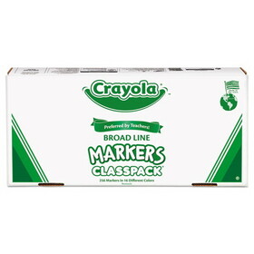 Crayola CYO588201 Non-Washable Marker, Broad Bullet Tip, Assorted Classic Colors, 256/Box