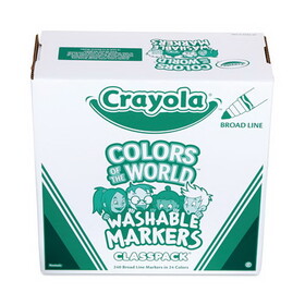 Crayola CYO588228 Colors of the World Washable Markers Classpack, Broad Bullet Tip, Assorted Colors, 240/Pack