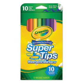 Crayola CYO588610 Washable Super Tips Markers, Fine/Broad Bullet Tips, Assorted Colors, 10/Set