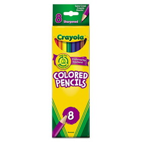 Crayola CYO684008 Long-Length Colored Pencil Set, 3.3 mm, 2B, Assorted Lead and Barrel Colors, 8/Pack