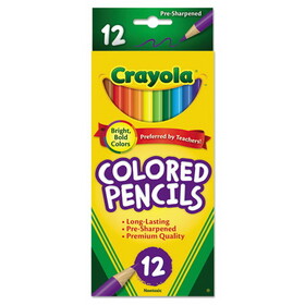Crayola CYO684012 Long-Length Colored Pencil Set, 3.3 mm, 2B, Assorted Lead and Barrel Colors, Dozen