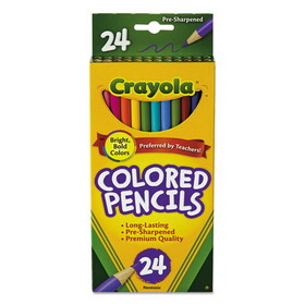 Crayola CYO684024 Long-Length Colored Pencil Set, 3.3 mm, 2B, Assorted Lead and Barrel Colors, 24/Pack