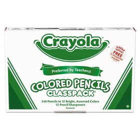 Crayola CYO688024 Color Pencil Classpack Set with (240) Pencils and (12) Pencil Sharpeners, 3.3 mm, 2B, Assorted Lead and Barrel Colors, 240/BX