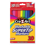 Cra-Z-Art CZA1007348 Washable SuperTip Markers, Fine/Broad Bullet Tips, Assorted Colors, 10/Set