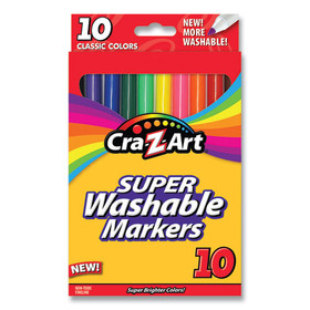 Cra-Z-Art CZA1016148 Super Washable Markers, Fine Bullet Tip, Assorted Colors, 10/Set