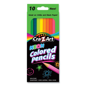 Cra-Z-Art CZA1042772 Neon Colored Pencils, 10 Assorted Lead/Barrell Colors, 10/Set