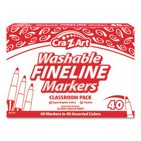 Cra-Z-Art CZA134448 Washable Fineline Markers, Fine Bullet Tip, Assorted Classic/Bold/Neon Colors, 40/Set