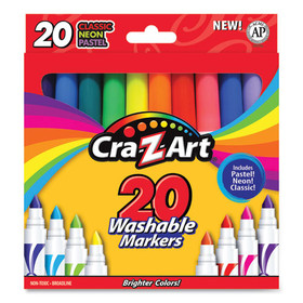 Cra-Z-Art CZA44402WM20 Washable Markers, Broad Bullet Tip, Assorted Classic/Neon/Pastel Colors, 20/Set