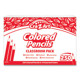 Cra-Z-Art CZA740011 Colored Pencils, 10 Assorted Lead/Barrel Colors, 250/Set