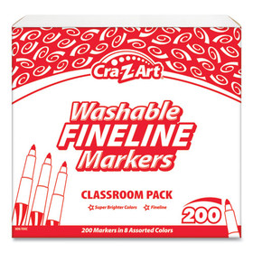 Cra-Z-Art CZA740071 Washable Fineline Markers Classpack, Fine Bullet Tip, Eight Assorted Colors, 200/Set