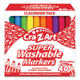 Cra-Z-Art CZA740106 Super Washable Markers, Broad Bullet Tip, Assorted Colors, 40/Set